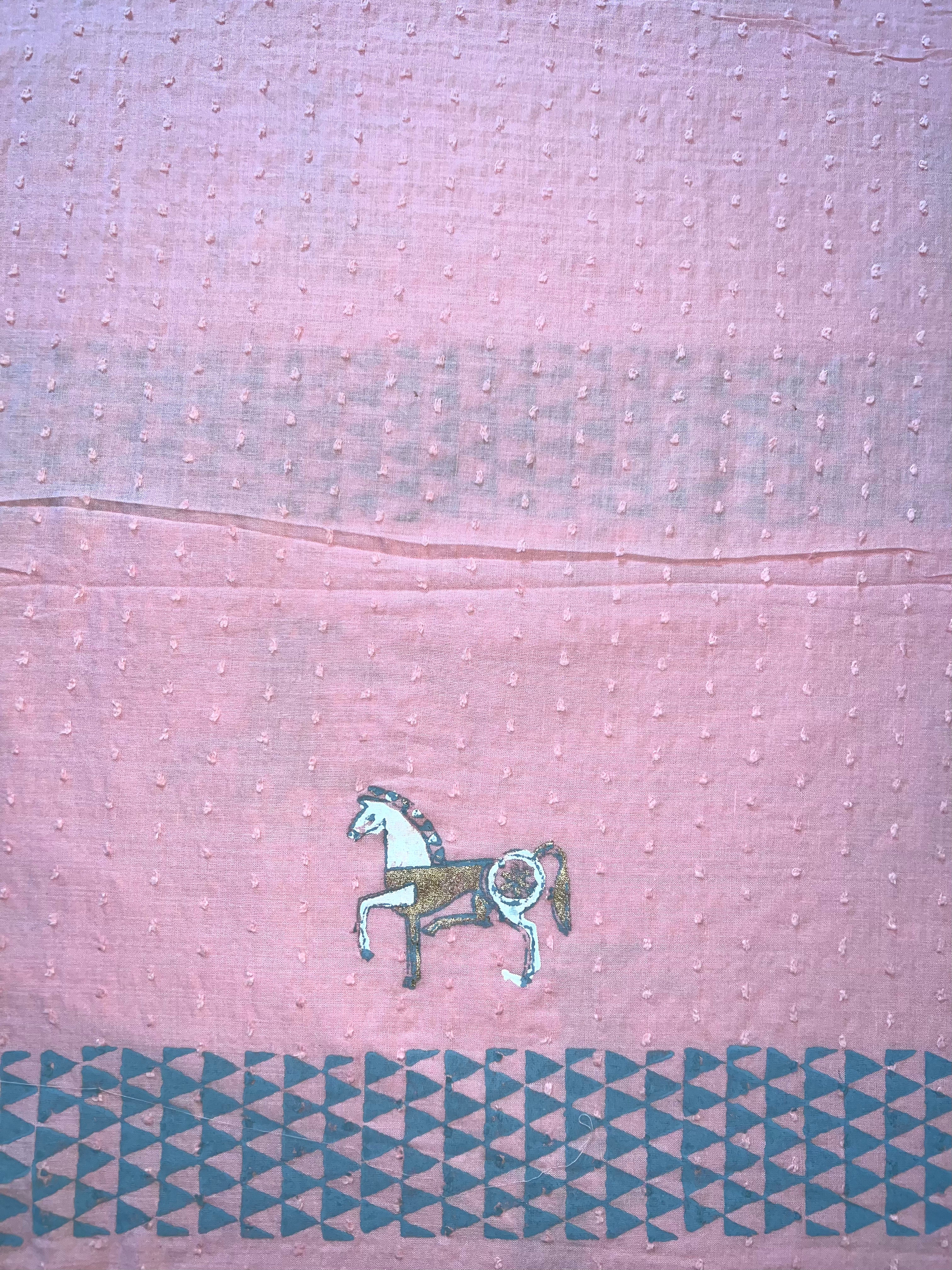 Pink Grey Horses - 3 Piece