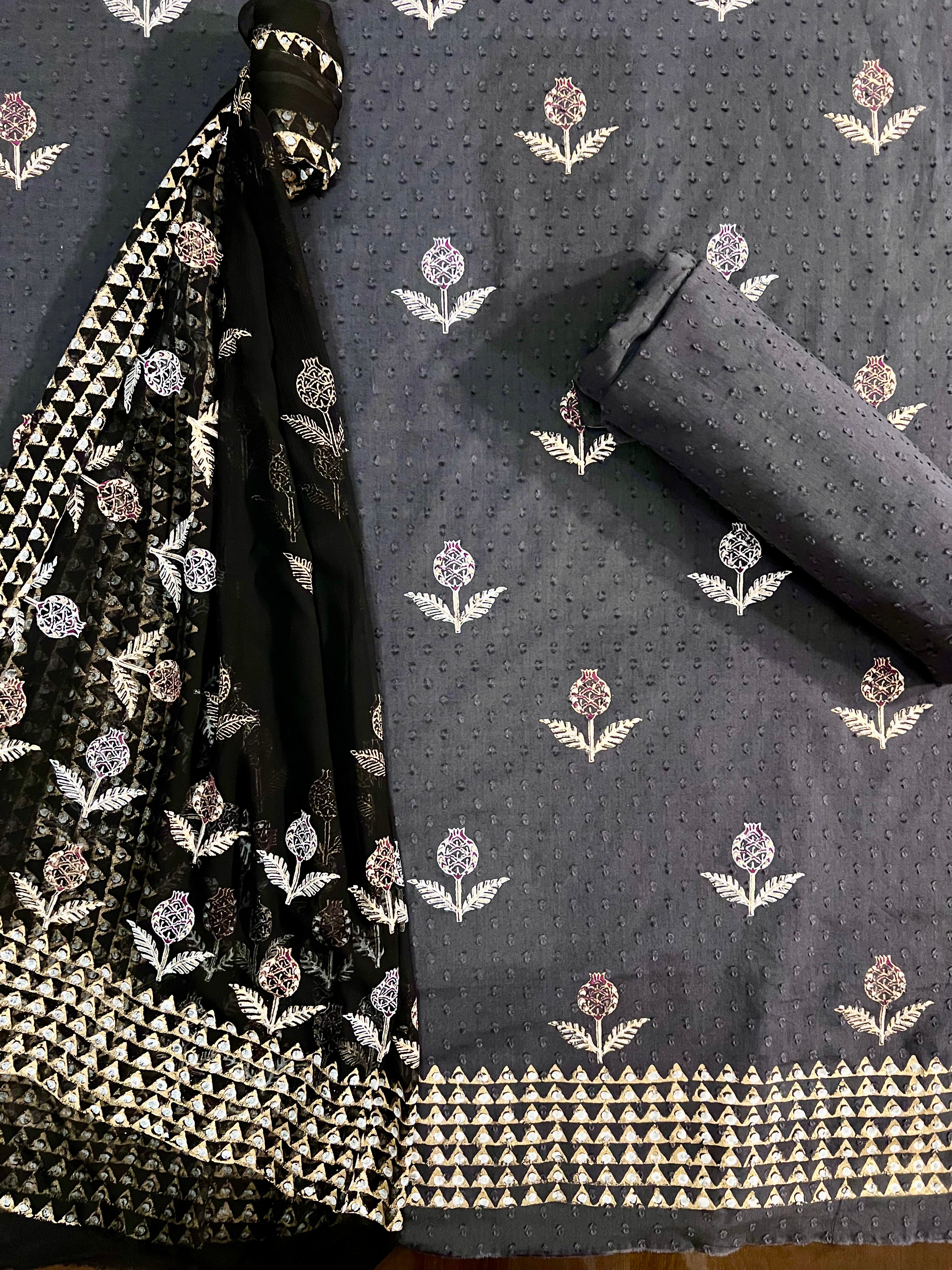 Charcoal Floral - 3 Piece