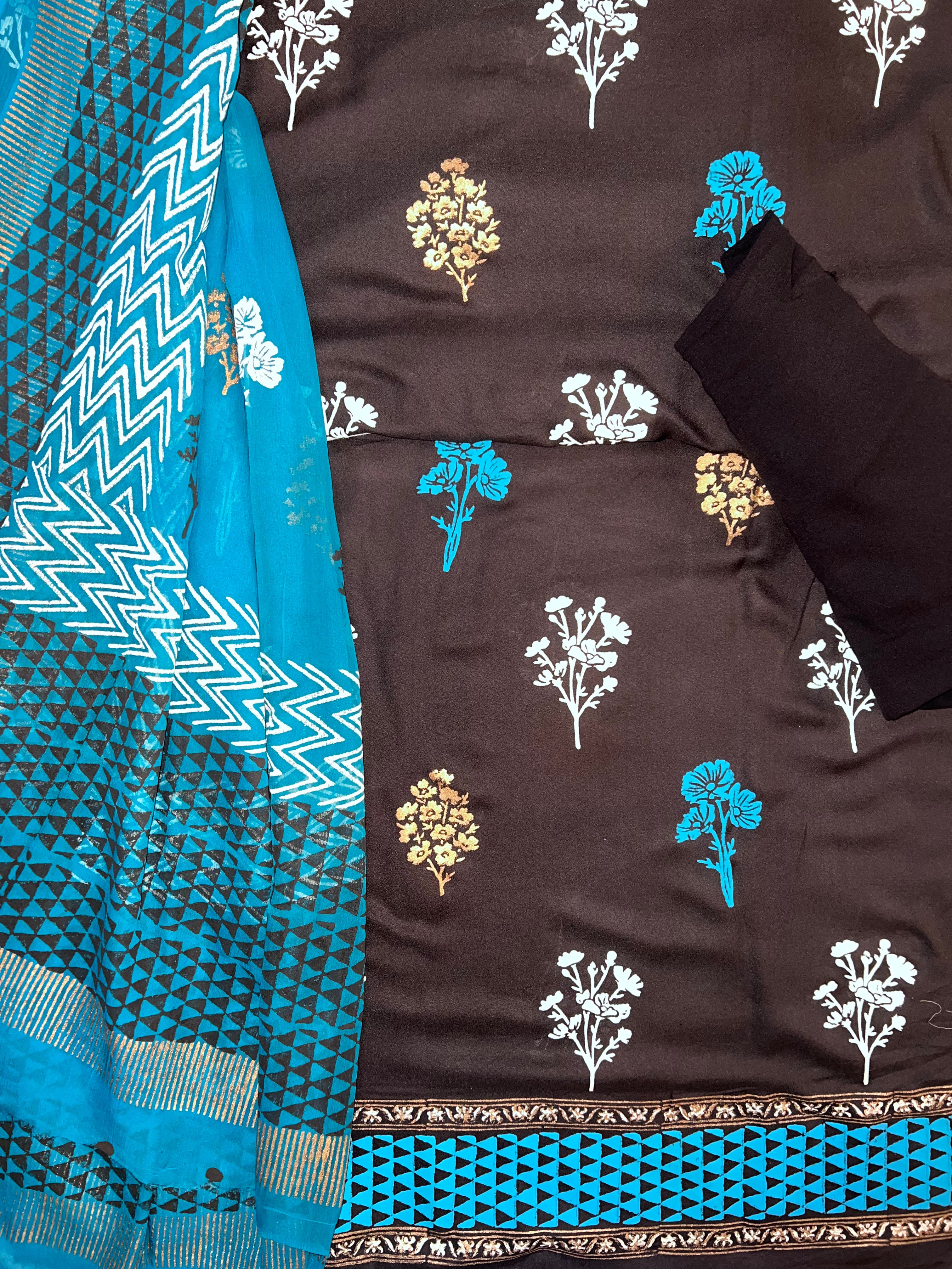 Coffee Brown Floral - 3 Piece