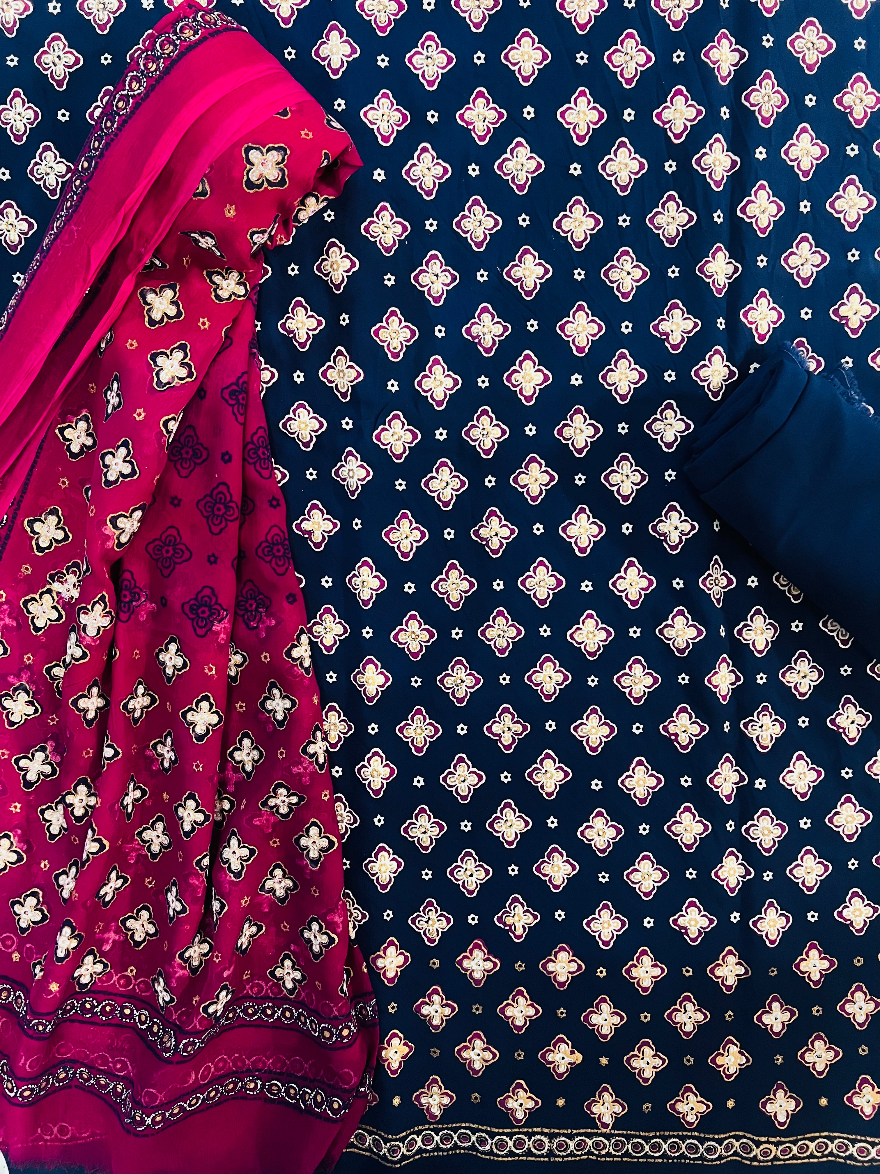 Navy Fuschia - 3 Piece