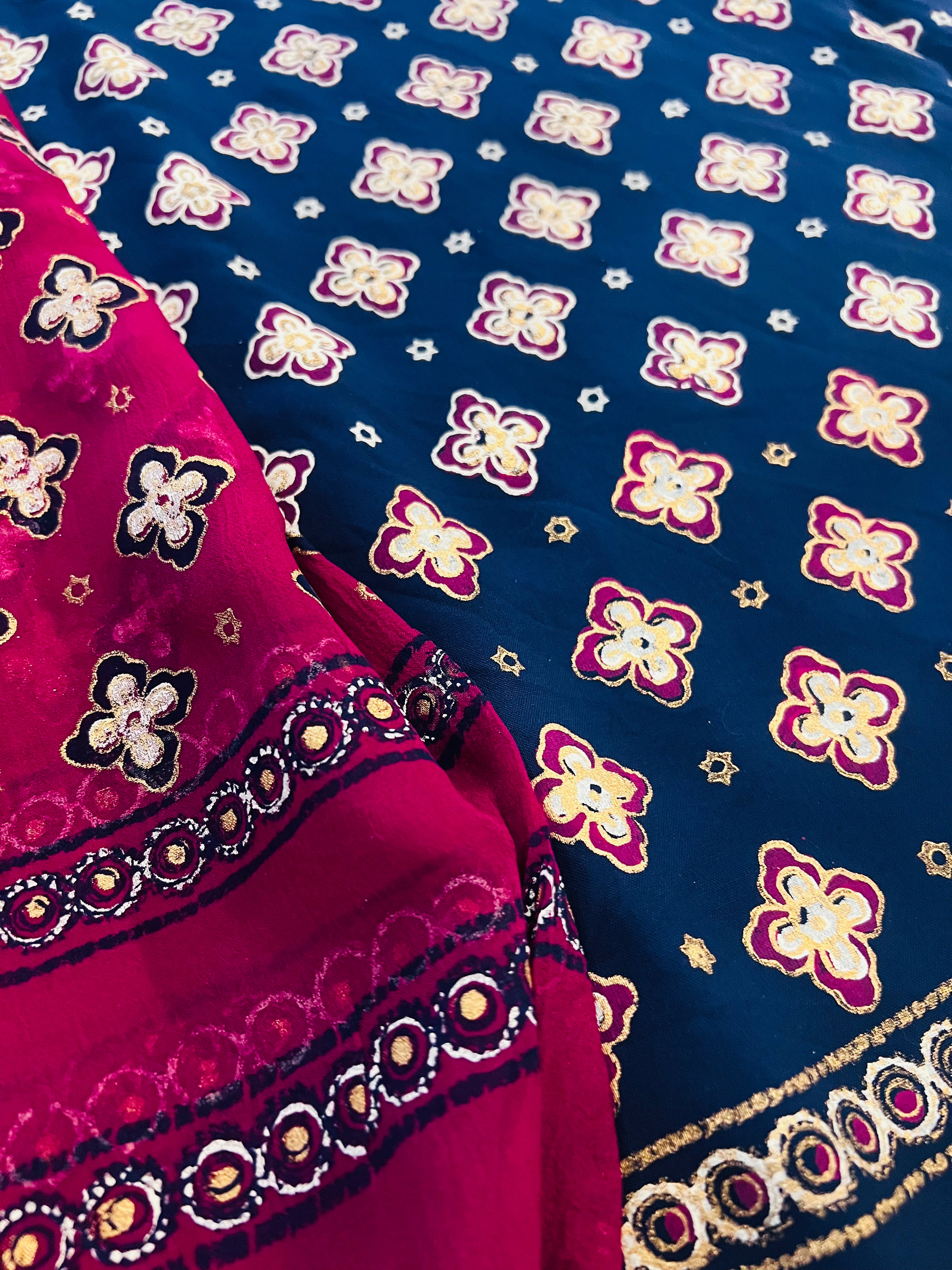 Navy Fuschia - 3 Piece