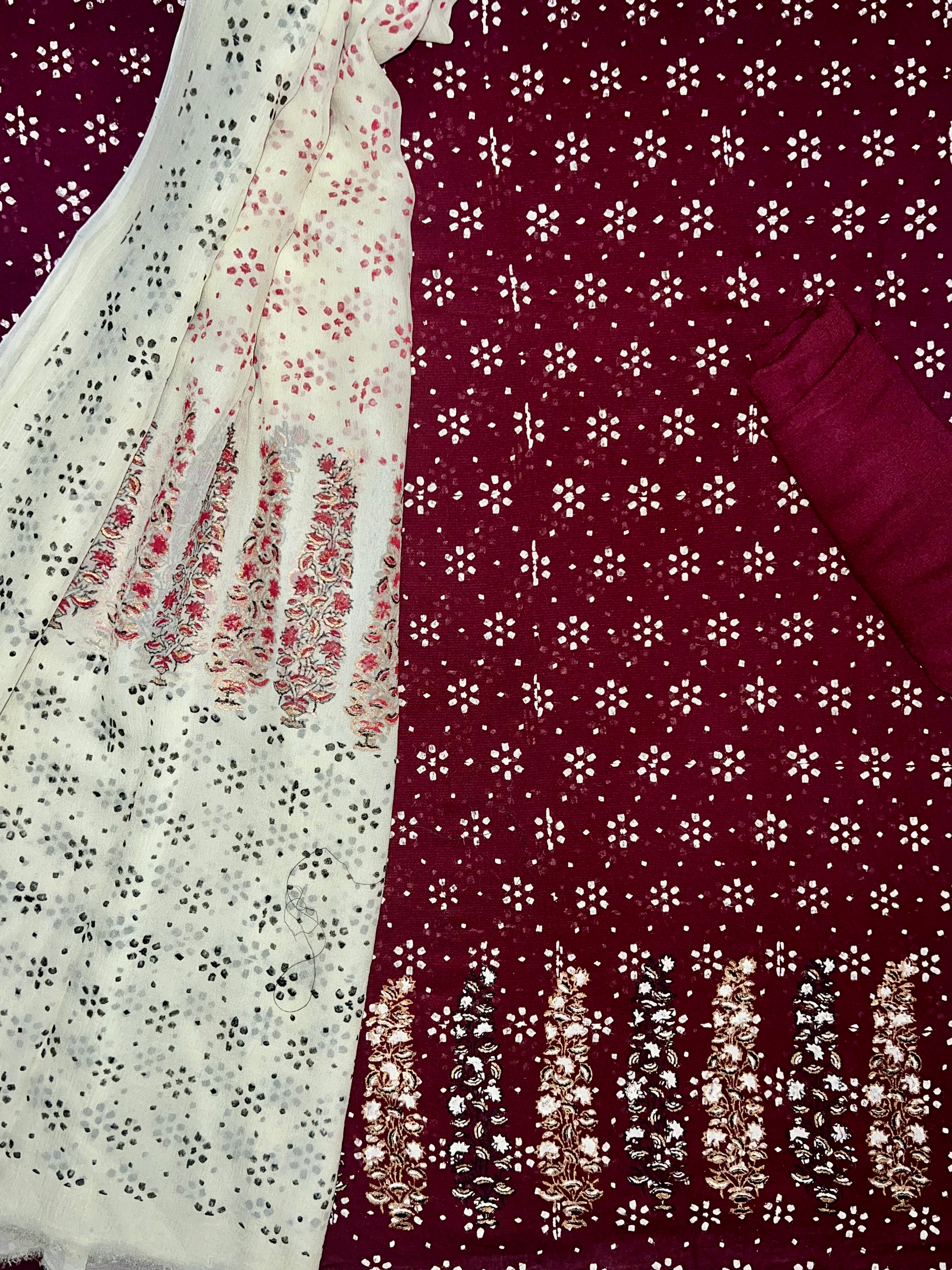 Maroon Phool - 3 Piece