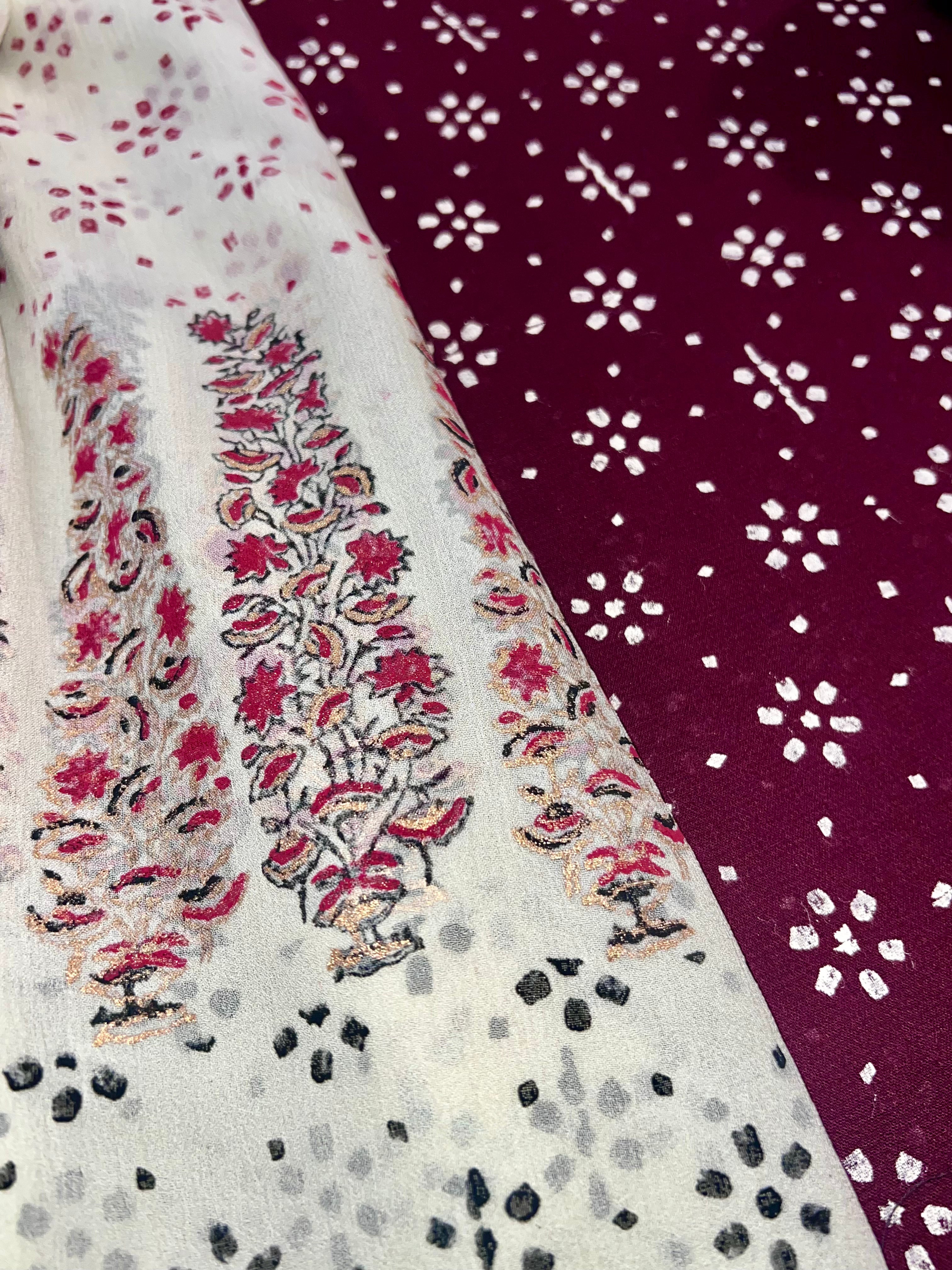 Maroon Phool - 3 Piece