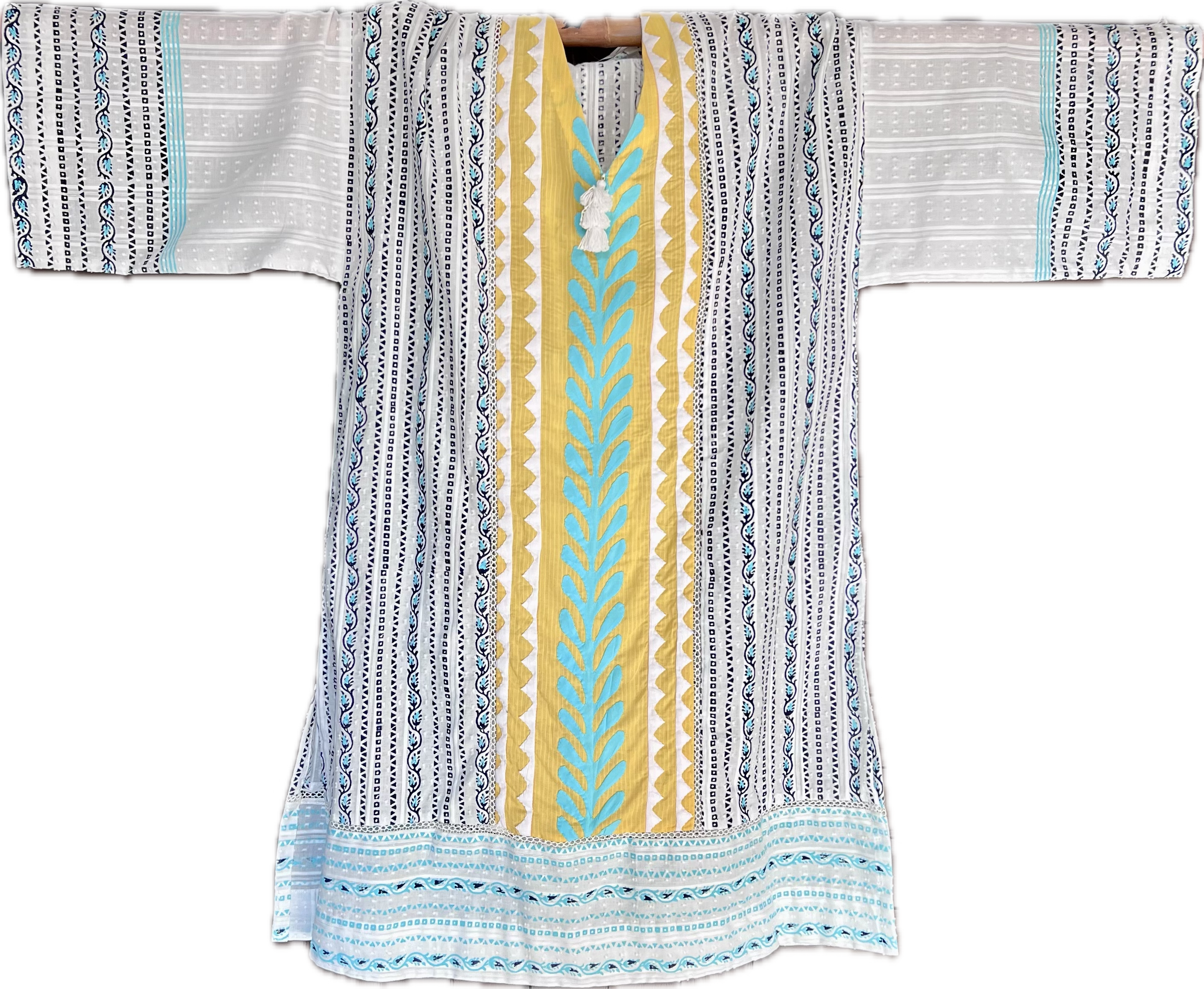 White Yellow Hand Appliqué