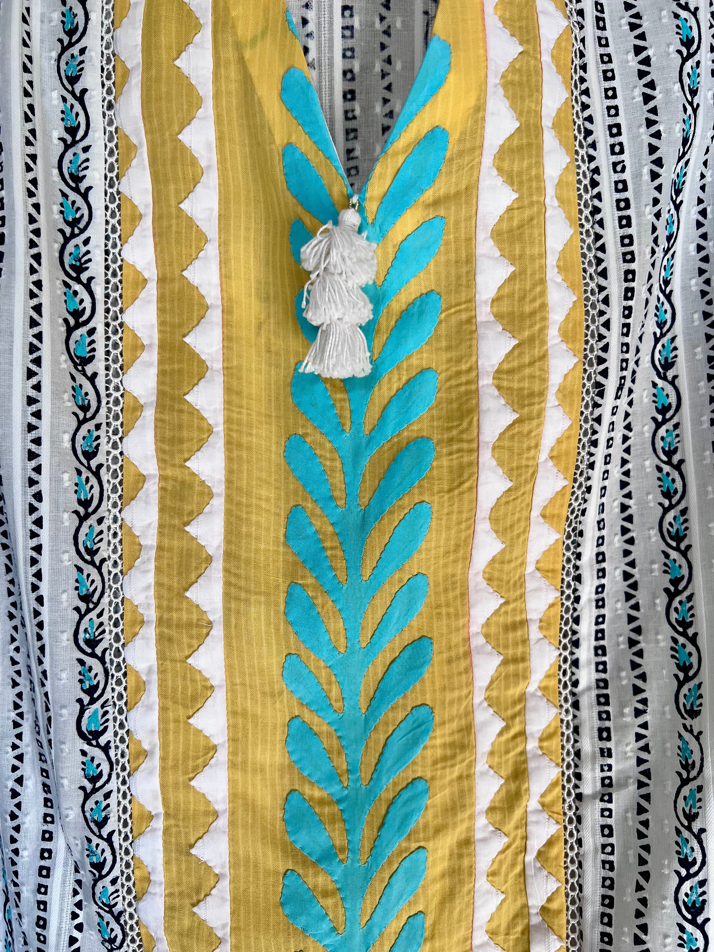 White Yellow Hand Appliqué