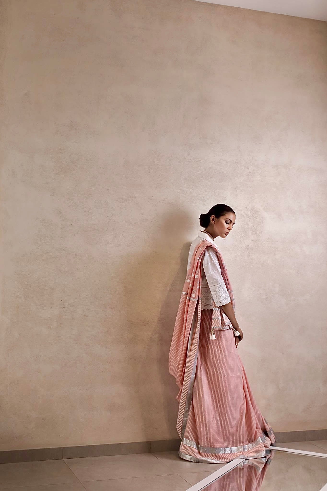 Pale Pink Marigold Saree