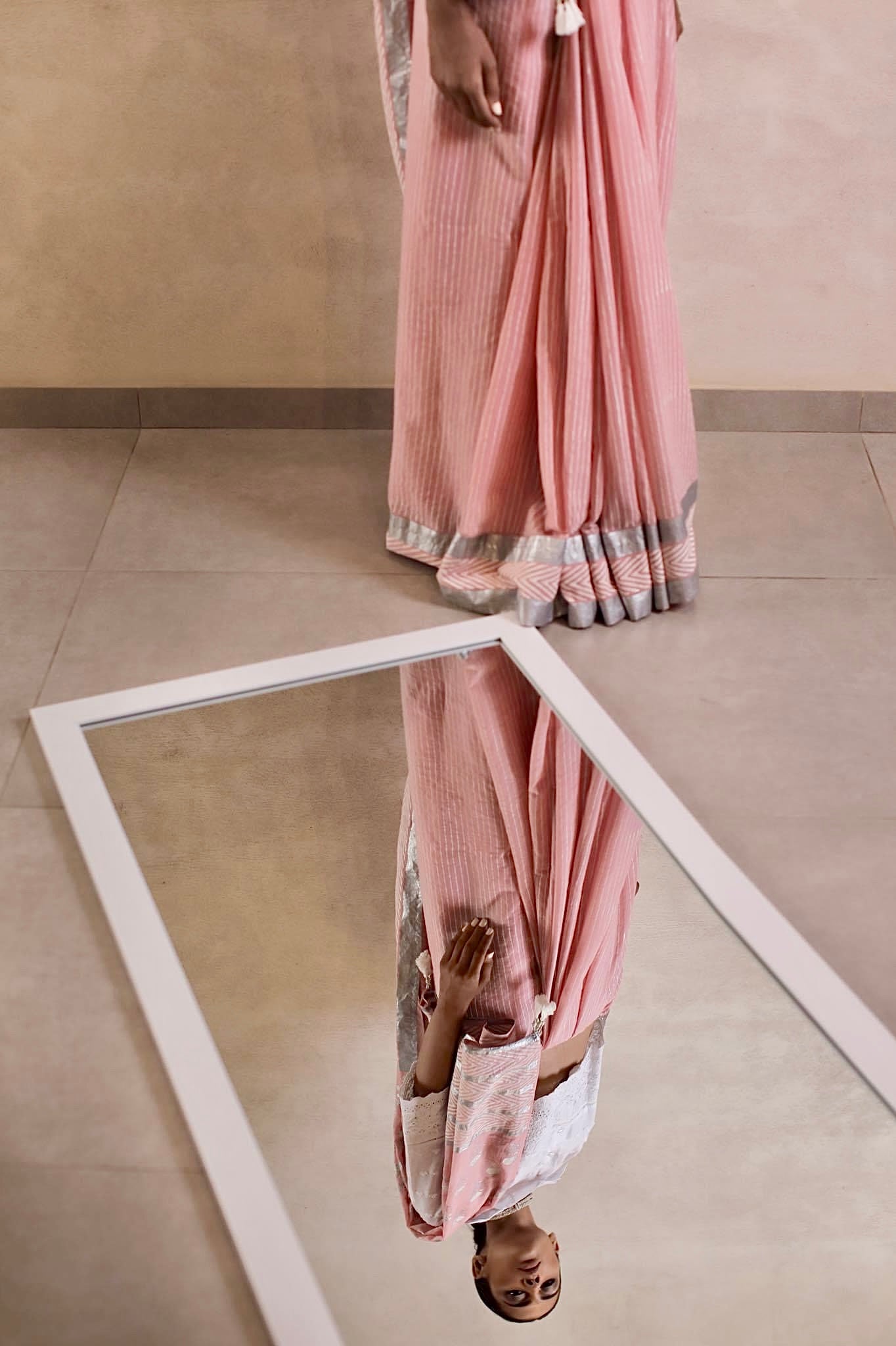 Pale Pink Marigold Saree